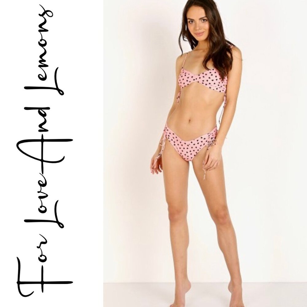 🧁RARE/HTF-For Love And Lemons Pink Polka Dot Bikini